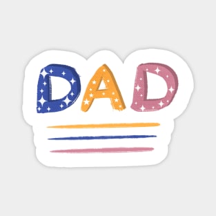 Colorful Dad hand-drawn Lettering Magnet