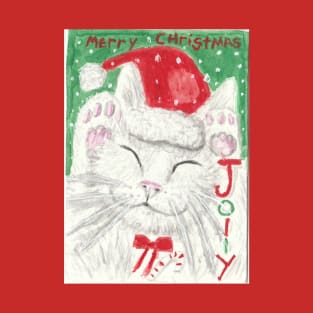 Merry Christmas Happy cat art T-Shirt