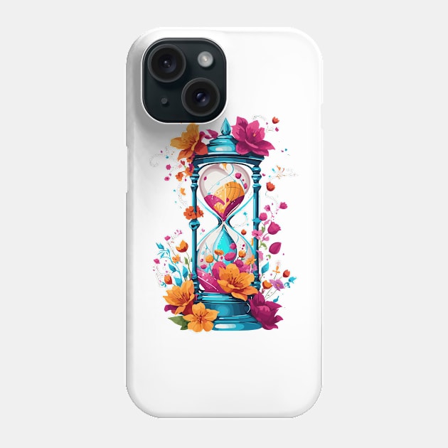 hourglass with flowers art Phone Case by therustyart