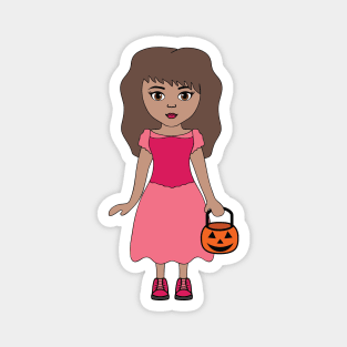 Pink Princess 2 Halloween Girl Sticker Magnet