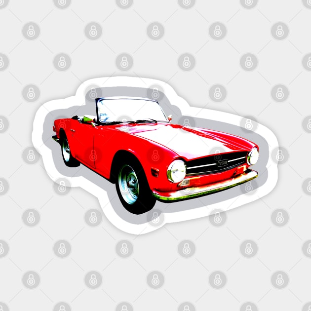 Triumph TR6 1970s classic sports car high contrast red Magnet by soitwouldseem
