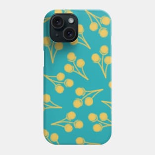 Cotton Stems Botanical Pattern in Yellow and Turquoise Phone Case