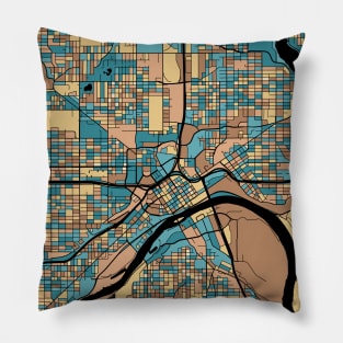 Saint Paul Map Pattern in Mid Century Pastel Pillow