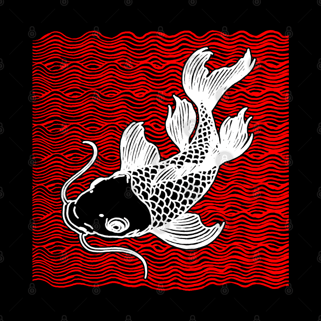 Koi Fish Great Wave Tattoo V2 Red Wht by ebayson74@gmail.com