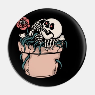 Roses and skull Pin