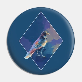 Iridescent Crow - Bird Illustration Pin