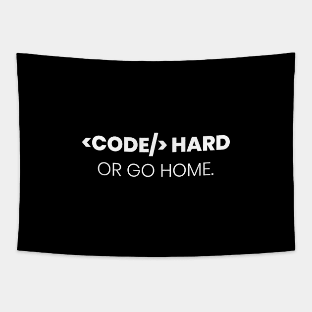 Code hard or go home - Programming Tapestry by Meow Meow Cat