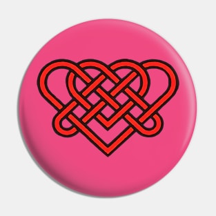 Celtic Eternal Love Knot Romantic Heart Red Design Pin