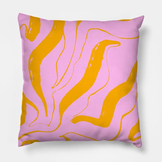 Pink Zebra - Abstract Minimal Design Pillow by rosiemoonart