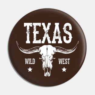 Texas and cow skull Pin