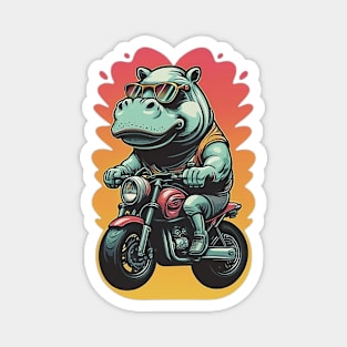 Motorbike Riding Hippo Magnet