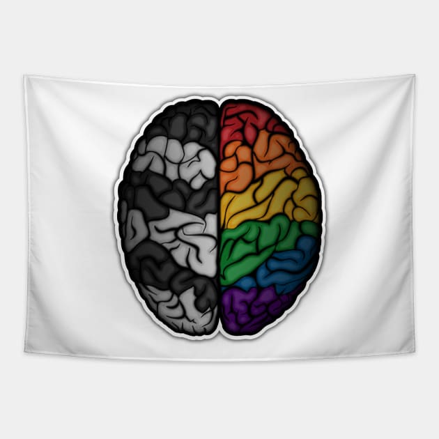 Large LGBT Ally Pride Flag Colored Brain Vector Tapestry by LiveLoudGraphics