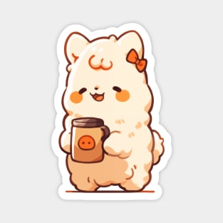 cute llama drinking hot chocolate Magnet