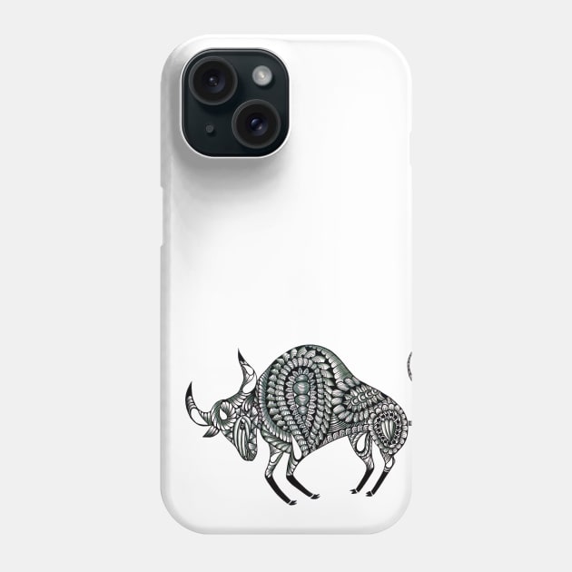 Ornate Bull Phone Case by paviash