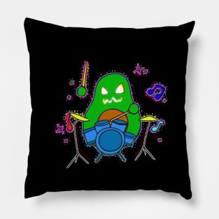 Jack O Lantern Avocado Music Drummer Halloween Trick Or Treat Graphic Illustration Novelty Pillow