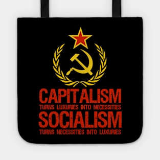 Capitalism Turns Luxuries Into Necessities, Socialism Turns Necessities Into Luxuries Tote