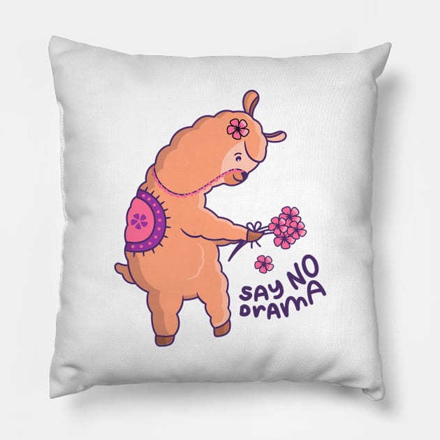 Llama Say No Drama Pillow by mchda