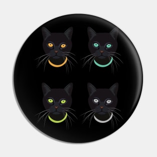 4 Black cats Halloween Pin