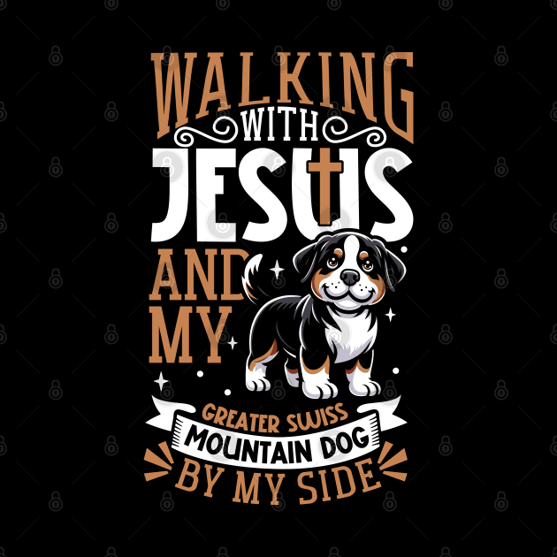 Jesus and dog - Greater Swiss Mountain Dog by Modern Medieval Design