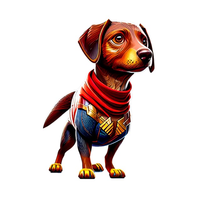 Canine Warrior: Dachshund in Heroic Battle Gear by fur-niche