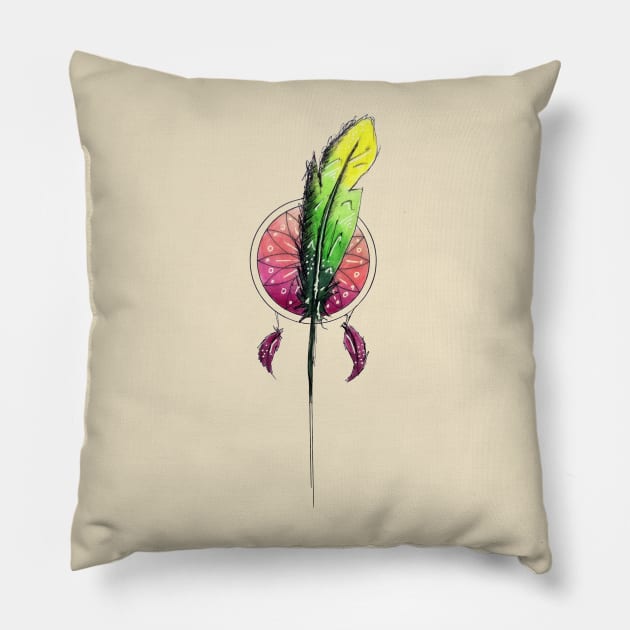 Feather and Dreamcatcher Pillow by Calogero