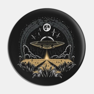 UFO and Moon Pin