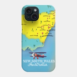 new south wales Australia map travel poster Phone Case