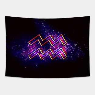 Aquarius (Retro Aquarius Zodiac) Tapestry