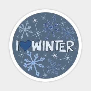 I Heart Winter Illustrated Text with snowflakes Magnet