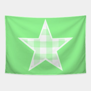 Pastel Green and White Buffalo Plaid Star Tapestry