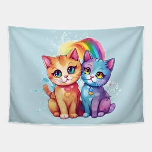 Purrfect Spectrum - Colorful Cats Tapestry