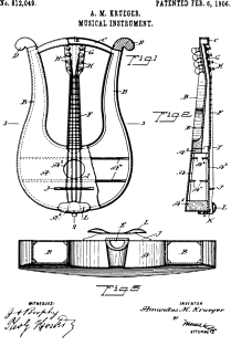 Lyre Stringed Musical Instrument Patent Print 1906 Magnet