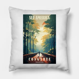 Congaree National Park Travel Poster Pillow