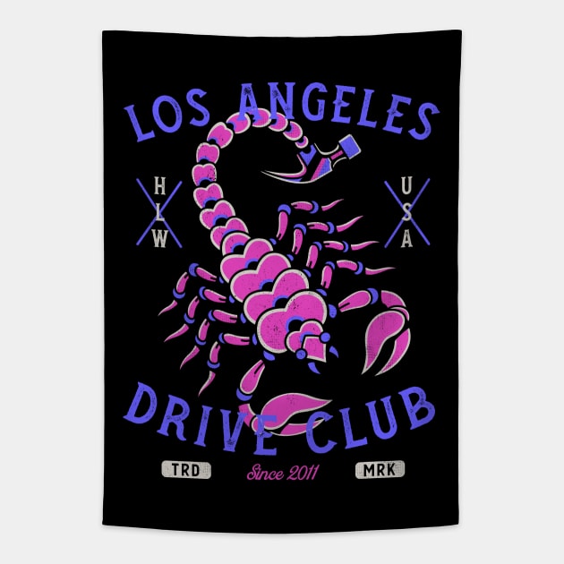 Los Angeles Drive Club" - Vintage Scorpion Tattoo Art Tapestry by Nemons