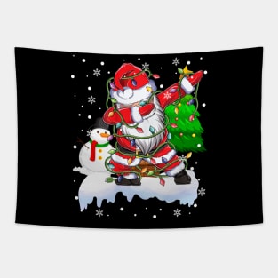 Dab Dance Santa Funny Christmas Lights Dabbing Santa Snowman Xmas Tapestry