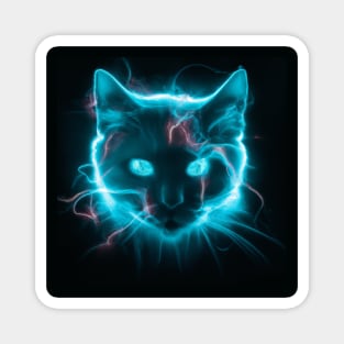 Futuristic Cyber Cat has an Electrical Glow Magnet