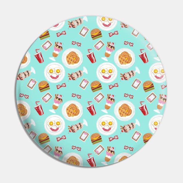 50's Diner Food Pattern Pin by conshnobre