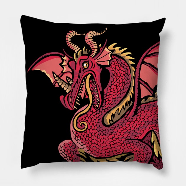 red dragon with outstretched wings Pillow by duxpavlic