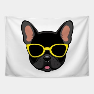 Frenchie Dog in Yellow Shades Black French Bulldog Tapestry