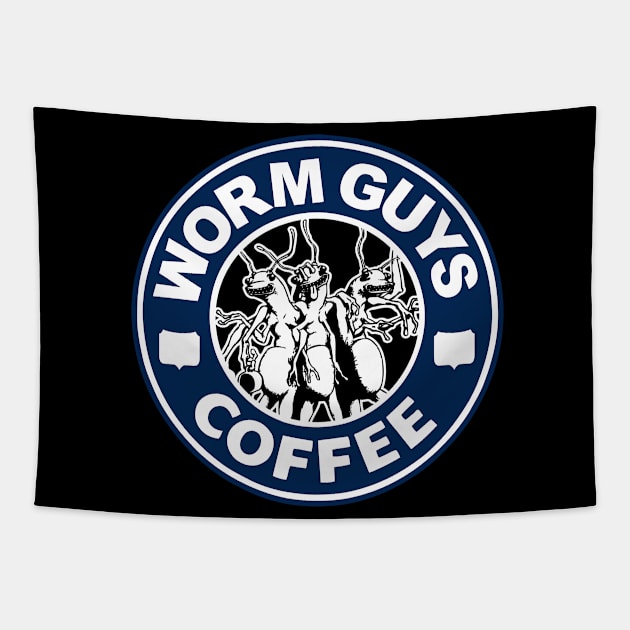 Worm Guys Coffee Tapestry by Daletheskater