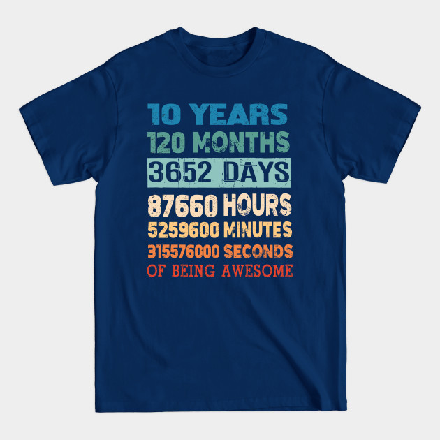 Disover 10 Years Old 10th Birthday Vintage Retro T Shirt 120 Months - 10 Years Old 10th Birthday Vintage Retr - T-Shirt