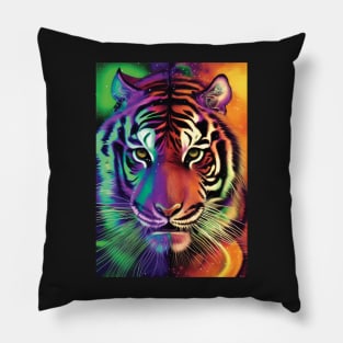 Psychedelic Tiger | Colorful Tiger Art | Astral Tiger Painting | Beautiful Multicolored Tiger Pillow