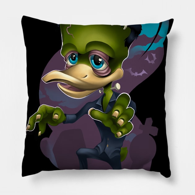 Frankenduck Pillow by Alexreid