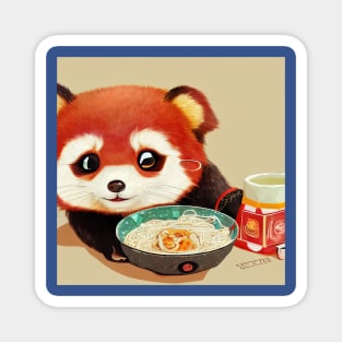 Kawaii Red Panda Eating Ramen Magnet