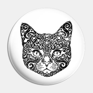 Swirly Cat (b/w) Pin