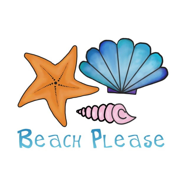 Beach please seashells and starfish by KaisPrints