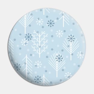 Pattern with winter forest and snowflakes Pin