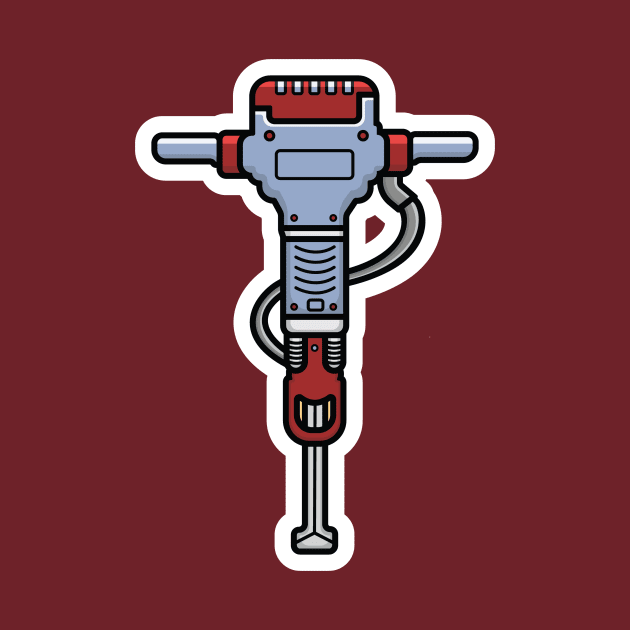 Electric Jackhammer Tool Sticker vector illustration. Professional worker tool equipment icon concept. Construction tool, road construction and working tool sticker design logo. by AlviStudio