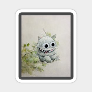 Funny Grey Whimsical Monster Magnet