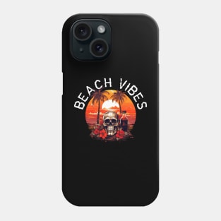 Skull and Empty Bottle - Beach Vibes (White Lettering) Phone Case